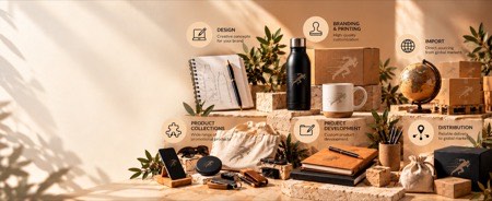 Promotional products arranged for global distribution